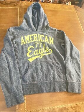American Eagle Outfitters Gray Hoodie with Yellow Script